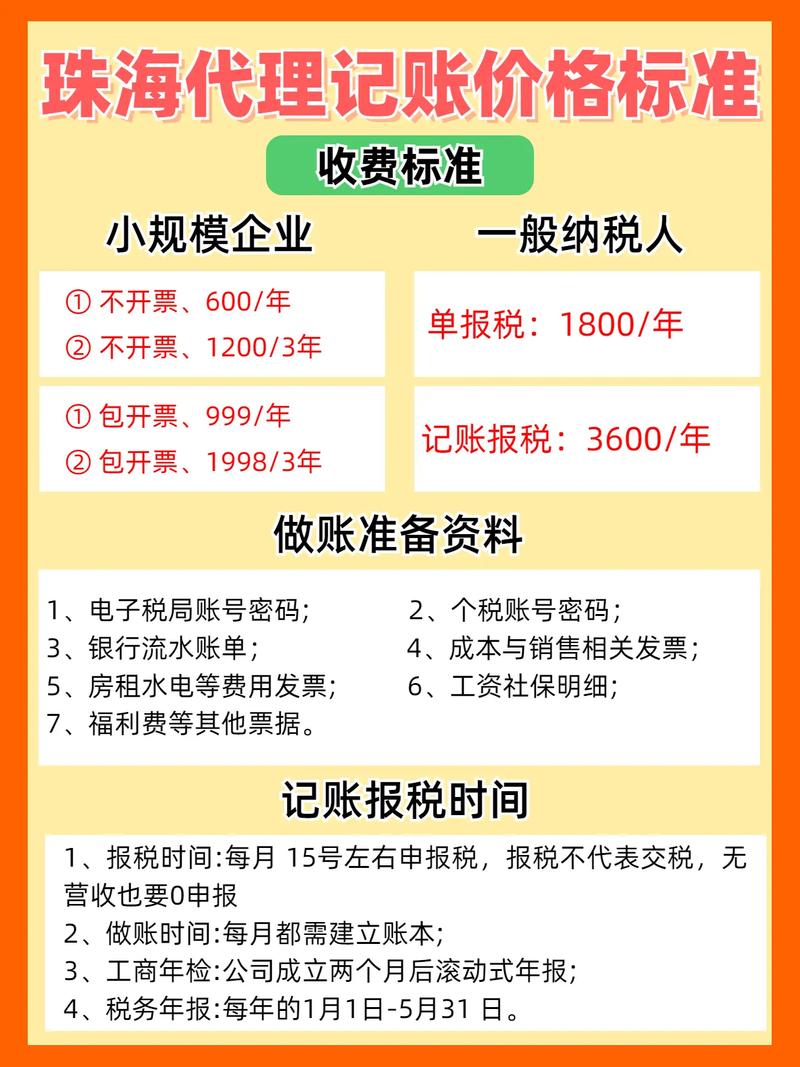 珠海代理记账价格标准详解 记账报税收费标准全知道